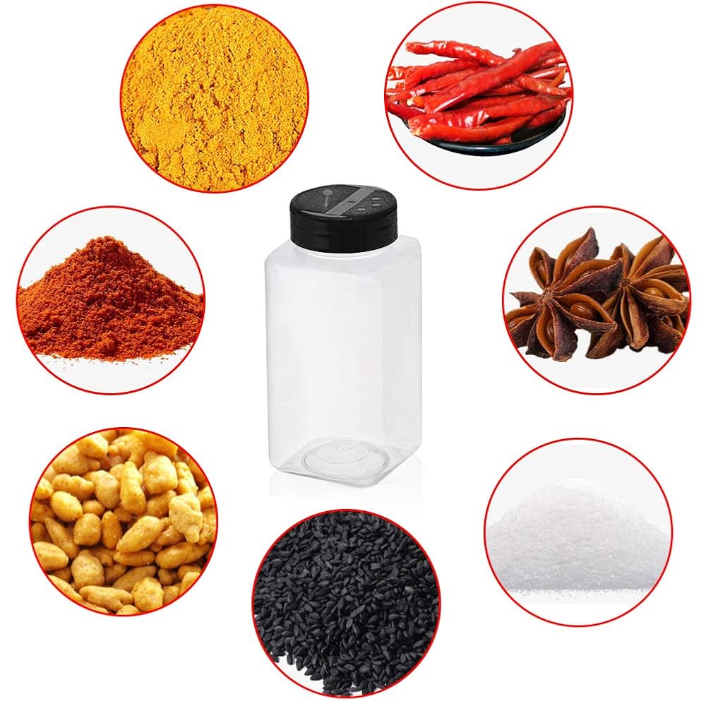 Amazon｜空のプラスチックスパイス瓶ボトル 6個 16液量オンス